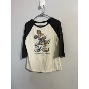 Disney Parks Mickey Mouse White Black Baseball T Shirt Through The Years 1928 M